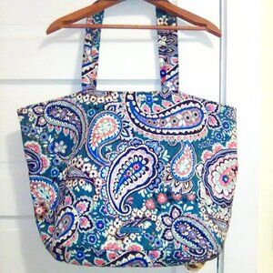 Vera Bradley Haymarket Grand Tote Bag Jewel Teal Paisley Quilted Shoulder Purse